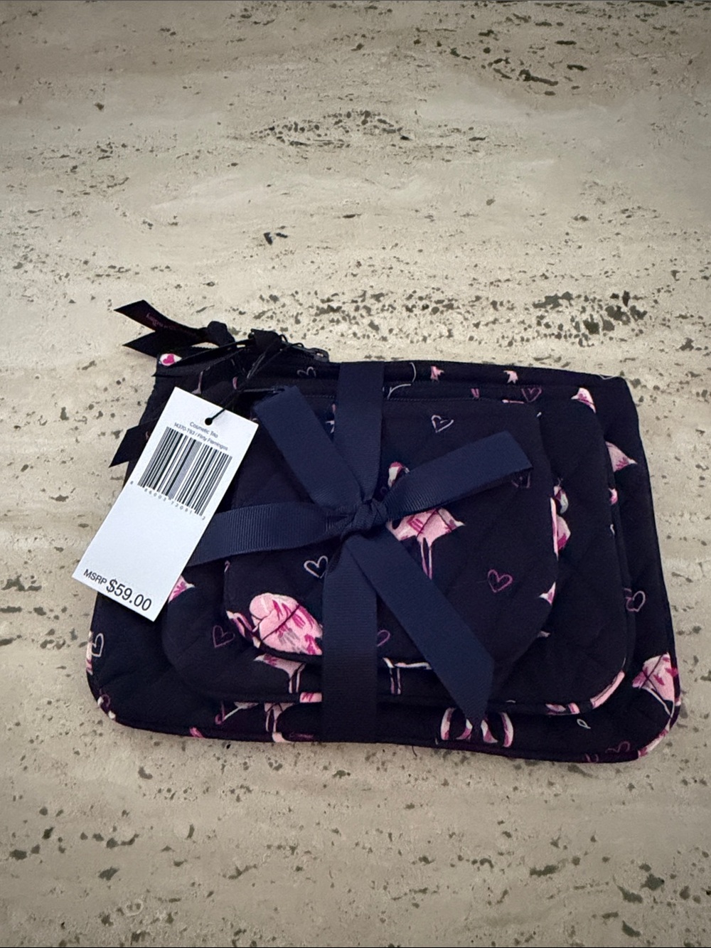 Vera Bradley Cosmetic Trio Flirty Flamingos